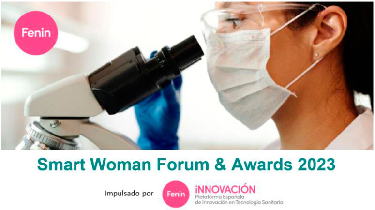 articulo-SmartWoman-SusanaMarcos A young woman wearing a mask, gloves and goggles uses a microscope